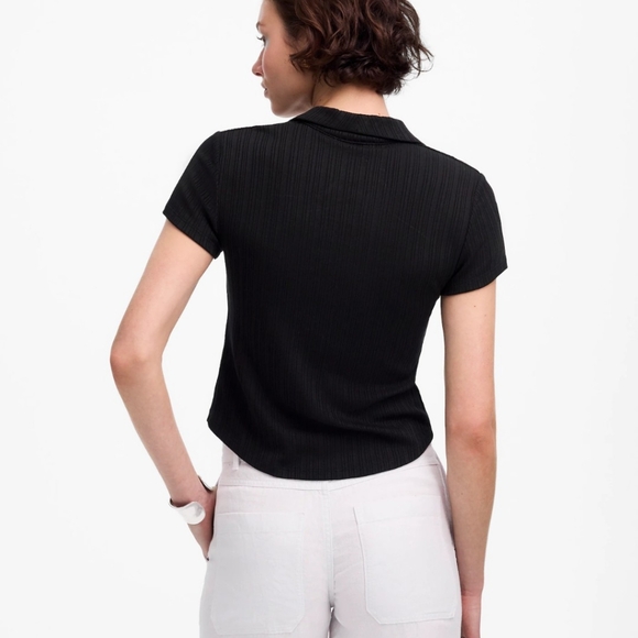 Madewell Ribbed V-Neck Polo Tee - Picture 3 of 4